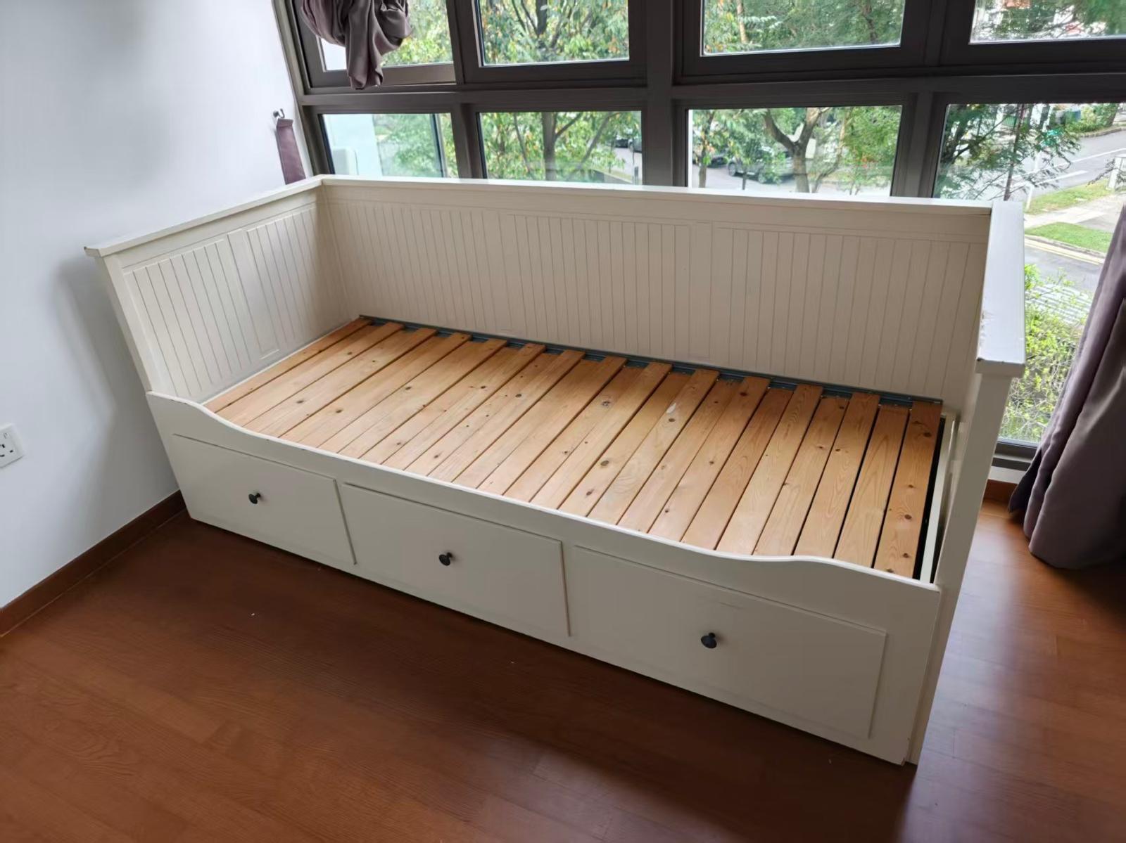 White daybed with three storage drawers assembled by The Good Guys Singapore.