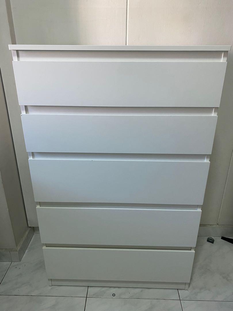 White IKEA five-drawer chest assembled by The Good Guys Singapore.